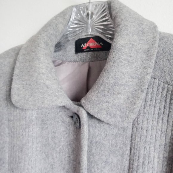 Wool Blend Gray Jacket Coat with Scarf - Picture 5 of 14